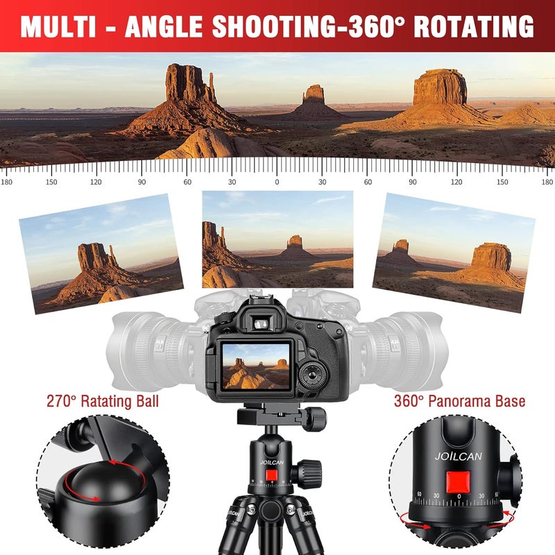 JOILCAN Mini Tripod for Camera, 21" Aluminum Desktop Tripod with 360° Ball Head, Portable Travel Tripods for DSLR Phone Projector, Load up to 15lb - Image 3